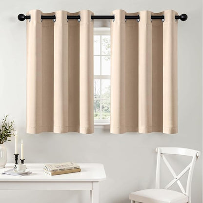 MIULEE Blackout Curtains for Bedroom 2 Panels 40 x 36 Inch Long Beige | Thermal by MIULEE