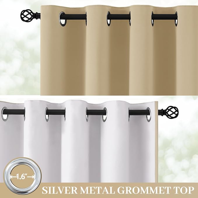 Yakamok Beige 100% Blackout Curtains 96 Inches Long - Image 2