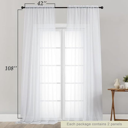 Extra Long Sheer White Curtains - Image 2