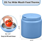 26oz Kids for Hot Food, Insulated Vacuum Food Jar with Buckle Lid, Stainless Steel Wide Mouth Leak Proof Insulated Lunch Container for School Picnic Travel, Sky Blue