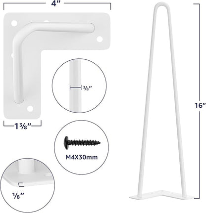 SMARTSTANDARD 16 Inch Heavy Duty Hairpin Furniture Legs, Metal Home DIY Projects - Image 2