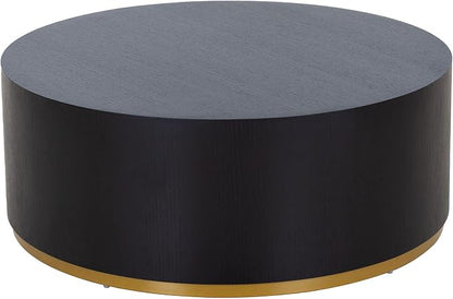SSLine Classic Drum-Shape Contemporary Round Coffee End Table Black Wood Small by SSLine