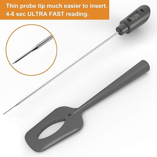 Efeng Candy Thermometer Spatula with Pot Clip – Silicon Grey Chocolate Spatula with Thermometer Built in,Candy Thermometer,Thermometer Spoon for Chocolate, Candy,Creams,sauces,Jams Meat Cooking