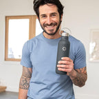 Lifefactory 32-Ounce Stainless Steel Vacuum-Insulated Sport Bottle, Carbon