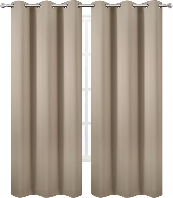 Khaki Thermal Blackout Curtains/38 x 84 Inch/Set of 2 Panels Room Darkening - Image 2