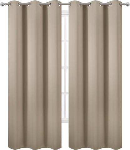 Khaki Thermal Blackout Curtains/38 x 84 Inch/Set of 2 Panels Room Darkening - Image 2