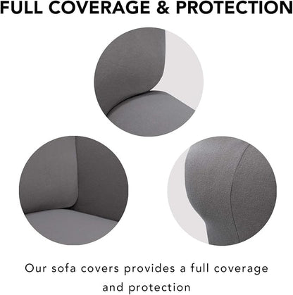 PureFit Stretch Couch Covers for Sofa 4 Seater Slipcovers Light Gray | 1-Piece - Image 3