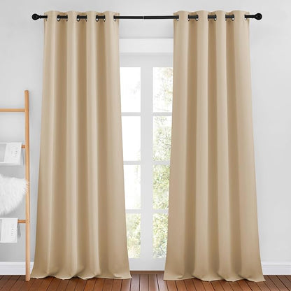 NICETOWN Biscotti Beige Curtains 96 inches Long, Grommet Thermal Insulated by NICETOWN