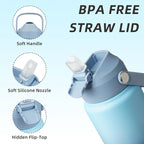 BJPKPK Water Bottle with Straw Lid, 24oz Vacuum Insulated Water Bottles, Metal Stainless Steel Thermos for Sports, Travel, BPA Free Leak Proof Thermos, Cups, Flasks, Tumblers,Sky