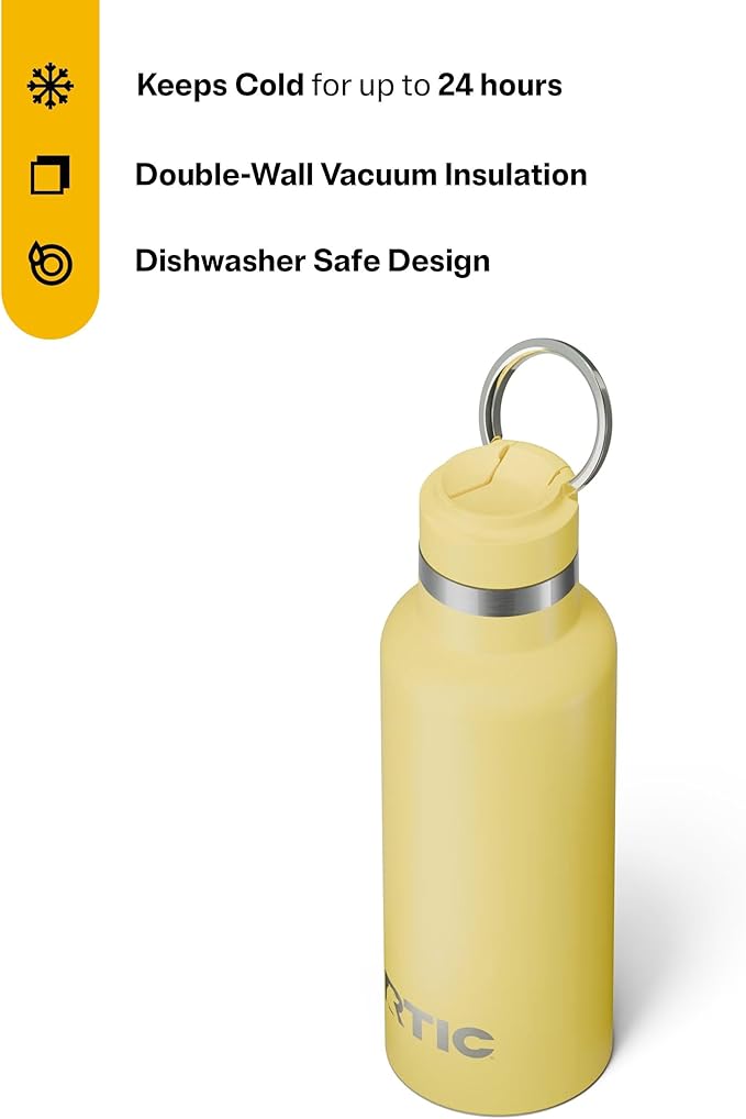 RTIC 16oz Journey Bottle Metal Stainless Steel Vacuum Insulated, BPA Free, Reusable, for Water, Hot and Cold Drinks, Travel, Sports, Camping, Sunlight