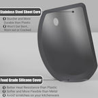 Silicone Dough Scraper with Stainless Steel Sheet, Curved Edge Flexible Bowl Scraper for Baking, Food Grade Silicone Bench Scraper for Sourdough Bread Proofing Basket, 5.98"×4.3", Dark Gray, SAPID