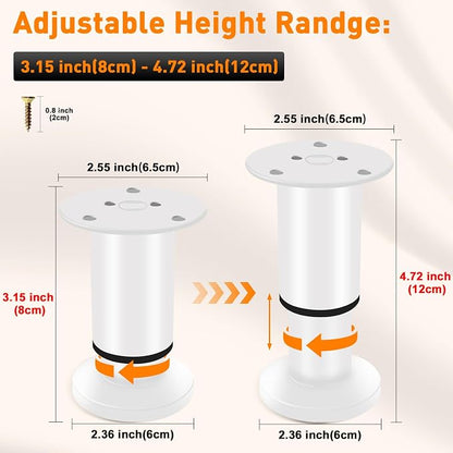4 Pcs Adjustable Height Furniture Bed Support Legs 3.15-4.72 inch, Metal - Image 2