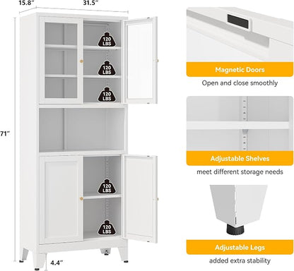 YAUWOH 69" Tall Metal Pantry Cabinet - Image 3
