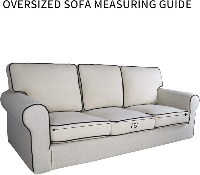 PureFit Stretch Oversized Couch Covers Fleece Sofa Slipcovers Ivory | 1-Piece - Image 6