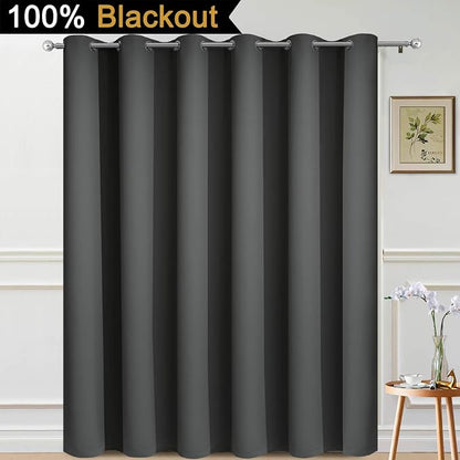 Yakamok Dark Grey Blackout Patio Door Curtain Panels W100 x L108, 1 Panel | - Image 2