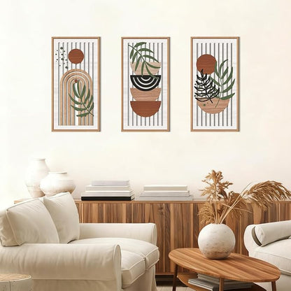 IARTTOP Boho Mid-century Modern Wood Wall Art 8x16 Inch Framed Bohemian - Image 5
