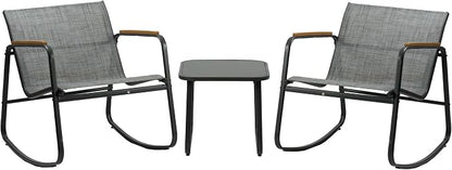 Kozyard 3-Piece Rocking Chair Set, Outdoor Rocking Textilene Bistro Set - Image 8