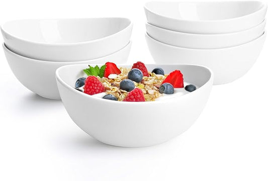 Sweese 18 oz Medium White Porcelain Bowls - Set of 6 Cereal, Soup, Rice & Salad Bowls, Ceramic Serving Bowls for Everyday Use