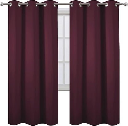 Burgundy Red Blackout Curtains/42 x 72 Inch/Set of 2 Panels Room Darkening - Image 2