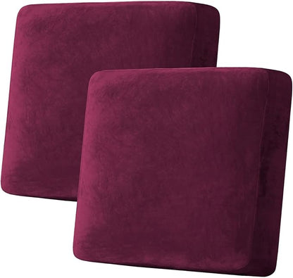 H.VERSAILTEX Velvet Stretch Couch Cushion Cover Plush Cushion Slipcover by HVERSAILTEX