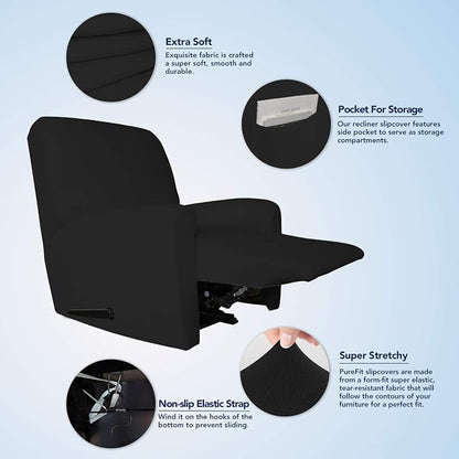 PureFit Stretc Recliner Chair Covers Fleece Soft Couch Covers - Image 3