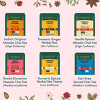 VAHDAM, Assorted Chai Tea Variety Pack (6 Delicious Flavors, 36 Eco Friendly Pyramid Tea Bags) Caffeinated, Gluten Free, Non GMO | Indian Masala Chai Tea Blends | Tea Gift Sets for Men and Women