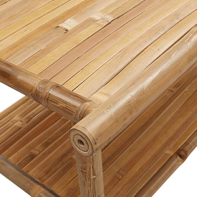 Bamboo Fiber Coffee Table with Storage Shelf, Eco-Friendly Modern Square Design - Image 8