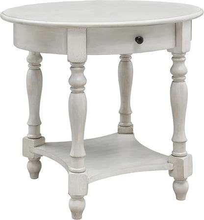 Oval End Table with Drawer, Solid Wood Sofa Side Storage Shelf, Traditional - Image 9