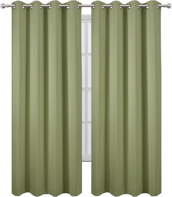 Blackout Curtains 66 x 84 inch/Sage Green Curtains Set of 2 Panels/Thermal - Image 2