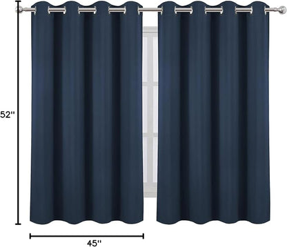 Navy Blue Blackout Curtains/52 x 45 Inch/Set of 2 Panels Room Darkening Short - Image 10