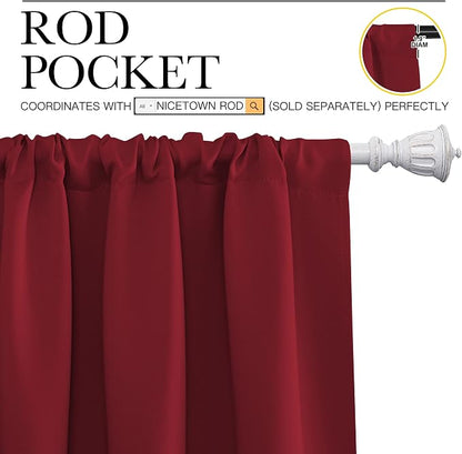 NICETOWN Burgundy Curtains Blackout Drape Panels - Image 3