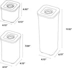 Premium Airtight Food Storage Containers, Square-S 3PC-SET, Smart One-Click Seal Lid, No Hinges, 100% Leak Proof, BPA-FREE, Dishwasher, Freezer & Microwave Safe