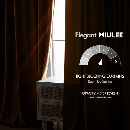 MIULEE Velvet Curtains 52x108 inches 2 Panels Fall Orange Blackout Curtains | - Image 5