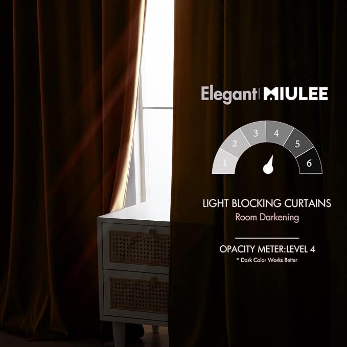 MIULEE Velvet Curtains 52x84 inches 2 Panels Fall Orange Blackout Curtains | - Image 5