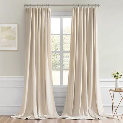 MIULEE Cream Beige Back Tab Blackout Curtains 52x96 Inch Long 2 Panels Set | - Image 9