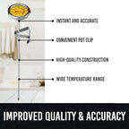 Candy Thermometer with Pot Clip - Deep Fry Oil Thermometer for Frying and Candle Making - Yellow