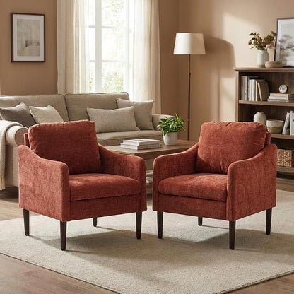 Mid Century Modern Accent Chair, Chenille Fabric Armchair - Image 4