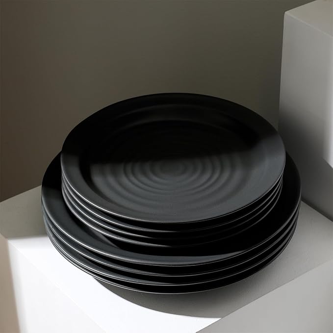 Stone Lain Orbit 4-Piece Salad Plate Set Stoneware, Charcoal