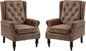 Mid-Century High Wingback Chair Set of 2, Microsuede Accent Chair Armchair by Lin-Utrend