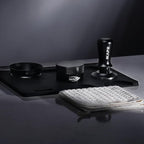 IKAPE 51MM Espresso Tamper Kit Black 6 IN 1, Espresso Accessories Kit Featuring Coffee Tamper, Distributor, Magnetic Dosing Funnel, Silicone Mat, Puck Screen, Cleaning Towel