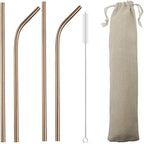 Gugrida Metal Straws Stainless Steel Straws 8.5" Drinking Straws Reusable 4 Set - Ultra Long Muti Color-Cleaning Brush for 20/30 Oz for Trail Tumblers Yeti RTIC SIC Ozark (2 Straight|2 Bent|1 Brush）