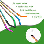 Lazycorner 10 Pcs Metal Straw Reusable 8.5" 6mm Stainless Steel Straws,20oz-32oz, Colorful Drinking Straws with Silicone Tips, 4 Straw Cleaner Brush, 1 Travel Case