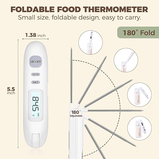 Meat Thermometer Digital - Instant Read Food Thermometer for Cooking Grilling Air Fryer Griddle Probe Kitchen Gadgets Essentials BBQ Grill Smoker Oil Fry Candy Turkey Instant Read Thermometer