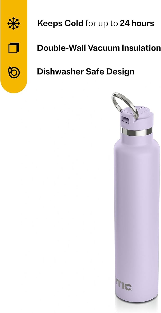 RTIC 26oz Journey Bottle Metal Stainless Steel Vacuum Insulated, BPA Free, Reusable, for Water, Hot and Cold Drinks, Travel, Sports, Camping, Dusty Lilac
