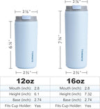 SUNWILL Insulated Coffee Mug with Lid, Leak Proof Tumbler Stainless Steel, 12 oz Travel Cup for Office, Home, Powder Coated Iceberg
