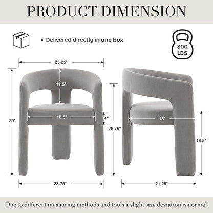 Modern Chenille Barrel Dining Chair Upholstered Fabric Dining Room Chair - Image 2