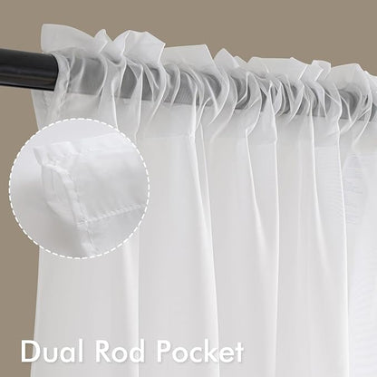 MIULEE White Sheer Curtains 108 Inches Long 4 Panels 54 x 108 Inches | Light - Image 3