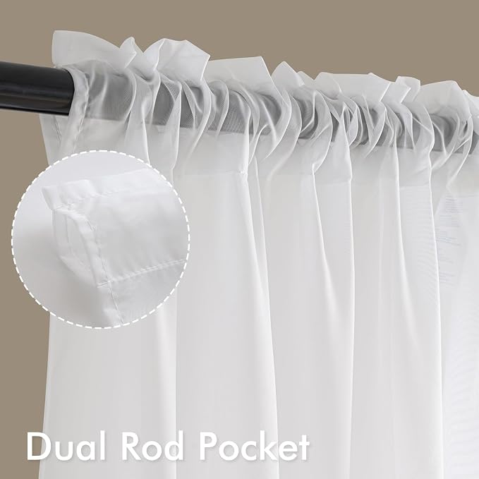 MIULEE 4 Panels White Valance Short Valance Sheer Curtains 42 x 14 Inches | - Image 3