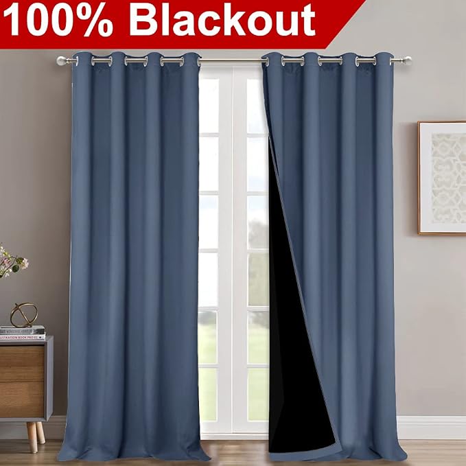 NICETOWN Full Shading Curtains 90 inches Long 2 Panels Set - Image 2