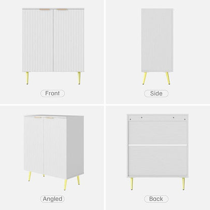 LubanNese Fluted Cabinet with Storage, Wooden Unique Sideboard Buffet Cabinet - Image 5